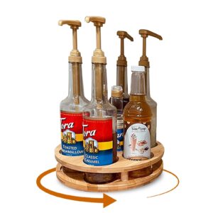 SONKONIA Coffee Syrup Organizer Rack, 7 Bottles Capacity Rotating Coffee Bar Organizer, Space-Efficient Syrup Holder, with Anti-Slip Design, Ideal for Countertop, Coffee Bar, Brunch Essentials