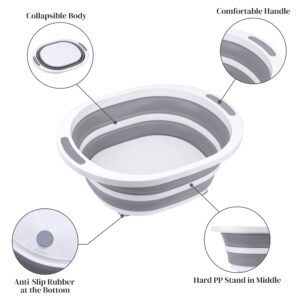 Collapsible Dishpan 7.5L Plastic Sink Dish Basin Cutting Board Foldable Food Tub for BBQ Picnic Camping Portable Washing Dishes Basket Space Saving Gray