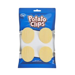 Genuine Fred, POTATO CLIPS - Set of 4 - Wavy Chip Bag Closures, Chip Clips, Bag Clips - Durable Plastic - 2" x 2.25" each - Exclusive Patented Design