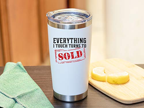 KLUBI Real Estate Gifts Coffee Mug- Everything I Touch Turns to Sold 20oz White Tumbler/Mug for Coffee- Gift Idea for a Real Estate Agent, Realtor, Women, Men, Closing, House