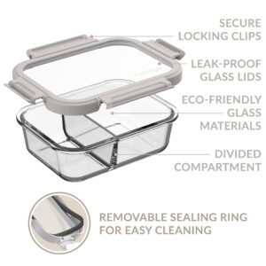 Bentgo® Glass Leak-Proof Meal Prep Set - 8-Piece Lunch & Snack 1 & 2-Compartment Glass Food Containers with Glass Lids - Reusable, BPA-Free, Microwave, Freezer, Oven & Dishwasher Safe (White Stone)