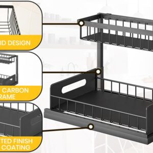 Under Sink Organizer, Pull Out Cabinet 2-Tier Sink Organizer for Small Bathroom Space for Home, Kitchen Laundry Room Organization, Bathroom Sink Shelf Cabinet Organizer, Rust-Resistant