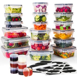 moretoes 50pcs plastic storage containers with lids (25pcs stackable plastic containers with 25 lids) meal prep containers, bpa free, microwave dishwasher safe