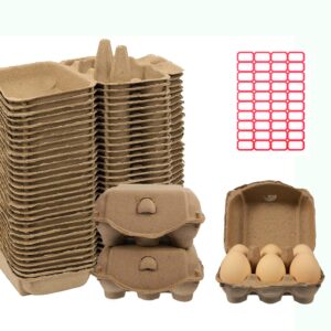 richeri 30 pieces brown natural material empty egg cartons, each holds 6 eggs egg baskets for home, farm, market, camping, picnic, travel