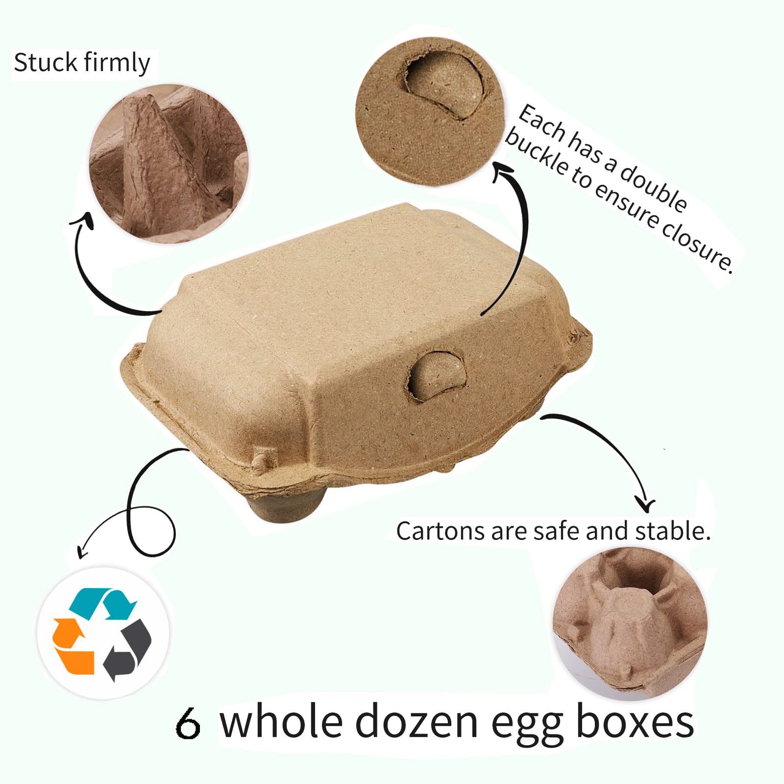 RICHERI 30 Pieces Brown Natural Material Empty Egg Cartons, Each Holds 6 Eggs Egg Baskets For Home, Farm, Market, Camping, Picnic, Travel