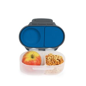 b.box snackbox for toddlers, kids | mini bento box, lunch box | leak proof, 2 compartments | bpa free, dishwasher safe, freezer safe (blue slate, 12 fl oz capacity)