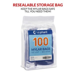 Mylar Bags with Ziplock 3.3 x 5.5” | 100 Bags | Sealable Heat Seal Bags for Candy and Food Packaging, Medications and Vitamins | Plastic and Aluminum Foil Packets for Liquid and Solids