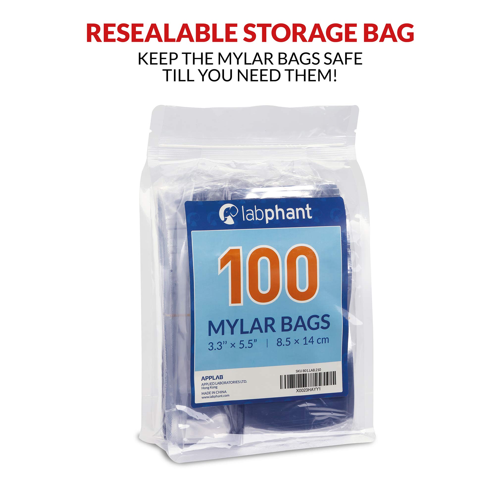 Mylar Bags with Ziplock 3.3 x 5.5” | 100 Bags | Sealable Heat Seal Bags for Candy and Food Packaging, Medications and Vitamins | Plastic and Aluminum Foil Packets for Liquid and Solids