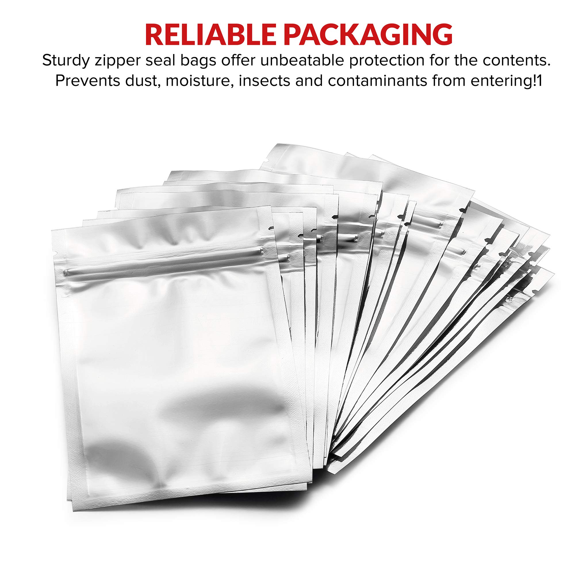 Mylar Bags with Ziplock 3.3 x 5.5” | 100 Bags | Sealable Heat Seal Bags for Candy and Food Packaging, Medications and Vitamins | Plastic and Aluminum Foil Packets for Liquid and Solids