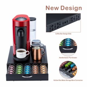 Flagship for Nespresso Pod Holder Vertuo Pod Storage Coffee Pod Organizer Coffee Bar Design And Coffee Machine Stand Black Metal(50 Pods Capacity)