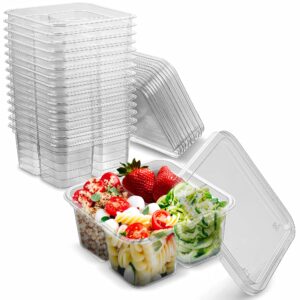 mt products small plastic 4 compartment meal prep containers with lids - disposable divided compartment bento box for lunch, snacks or travel 6 in x 6 in (15 pieces) - made in the usa