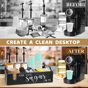 Coffee Station Organizer, Coffee Bar Organizer Countertop,Cup and Lid Holder Coffee Cup Dispense,Rustic Coffee Bar Decor for Coffee Accessories Organizer, Coffee Pod Holder Storage Basket，Black