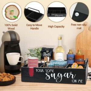 Coffee Station Organizer, Coffee Bar Organizer Countertop,Cup and Lid Holder Coffee Cup Dispense,Rustic Coffee Bar Decor for Coffee Accessories Organizer, Coffee Pod Holder Storage Basket，Black