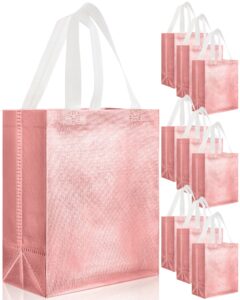 eccliy 80 pieces gift bags set glossy reusable tote bags with handles grocery bags for wedding, bachelorette party, christmas (rose gold,medium)