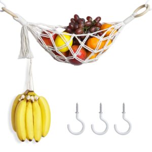 evbopa fruit hammock under cabinet for kitchen macrame haning fruit basket for veggies space saving in kitchen, boat or rv