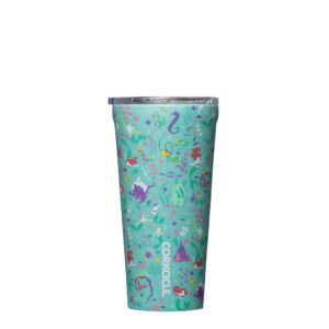corkcicle disney princess ariel tumbler triple insulated stainless steel travel mug, bpa free, keeps beverages cold for 9 hours and hot for 3 hours, 16 oz
