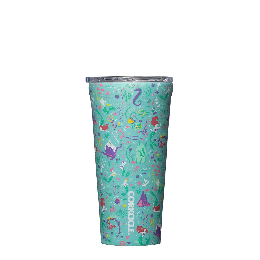 Corkcicle Disney Princess Ariel Tumbler Triple Insulated Stainless Steel Travel Mug, BPA Free, Keeps Beverages Cold for 9 Hours and Hot for 3 Hours, 16 oz