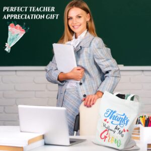 Kigeli 6 Pcs Teacher Canvas Tote Bags Bulk Teacher Appreciation Gifts in Bulk for Graduation Teachers Week Retirement(White)