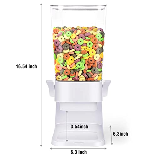 Mivvosakuki Double Cereal Dispenser Countertop Large Cereal Containers Storage Dispenser For Pantry Dry Food Dispenser Countertop Rice Candy Dispenser Machine For Snack,Nuts, Granola(White,2PC)