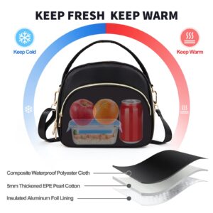 LLEGASTE Adult Cute Small Lunch Bags for Women, Stylish Wide Opening Adults Lunch Boxes for Women, Reusable Womens Lunch Tote Bags for Work, Insulated Lunch Cooler Bag for Women (black)