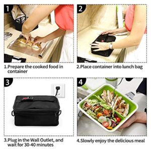 Portable Oven, 110V Portable Food Warmer Personal Portable Oven Mini Electric Heated Lunch Box for Reheating & Raw Food Cooking in Office, Travel, Potlucks and Home Kitchen (Black)