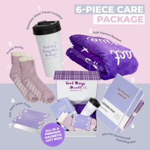 Loving Hue Chemo Care Package for Women, Cancer Care Packages for Women Purple, Gifts for Cancer Patients, Get Well Soon Gift Basket Includes Travel Mug, Healing Blanket 47”x71”