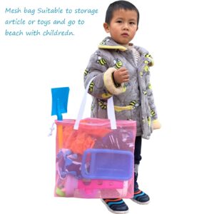 hsmyank Resuable 4Pack Cute Mesh Tote Plool Bags,Mesh Beach Bags With Drawsting For Kid's Toys,Travel,Picnic Or Laundry