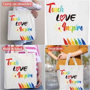 4 Pcs Teacher Appreciation Gift Teacher Canvas Tote Bag (Vivid Style)