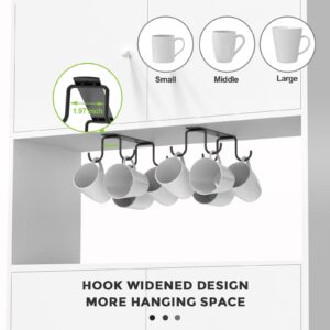 2PCS Mug Hooks Under Cabinet,Coffee Cups Holder with 8 Mug Hooks,Metal Mugs Hooks Under Shelf for Mugs,Coffee Cups and Kitchen Utensils(Black)