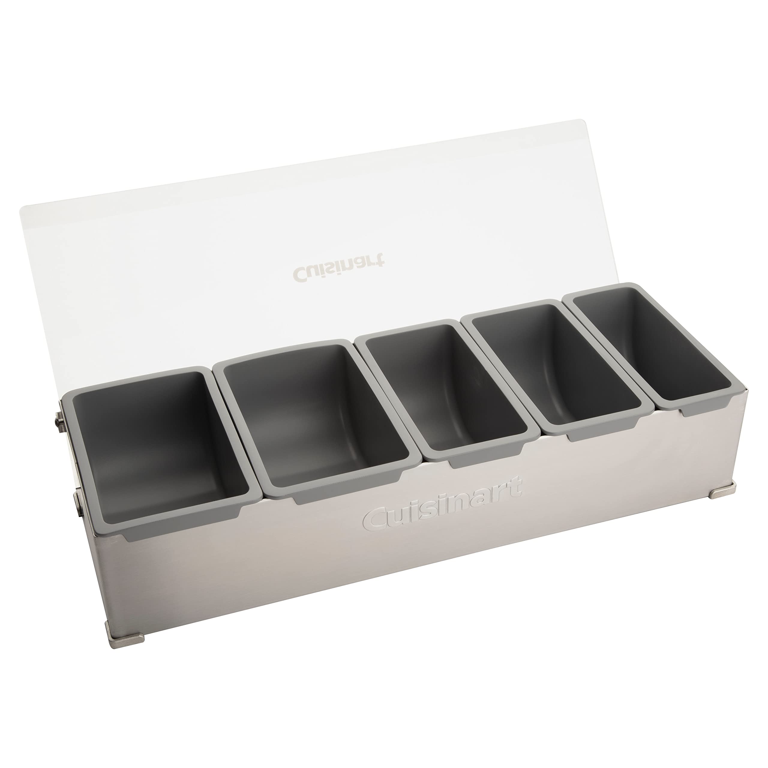 Cuisinart CPS-617A CPS-617 Condiment & Topping Station, Food Containers with Translucent Lid, 18-Piece