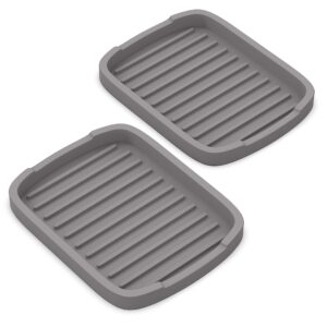 zappoware silicone sponge holder -soap tray - 5.9" x 4.33" set -2pcs (gray)