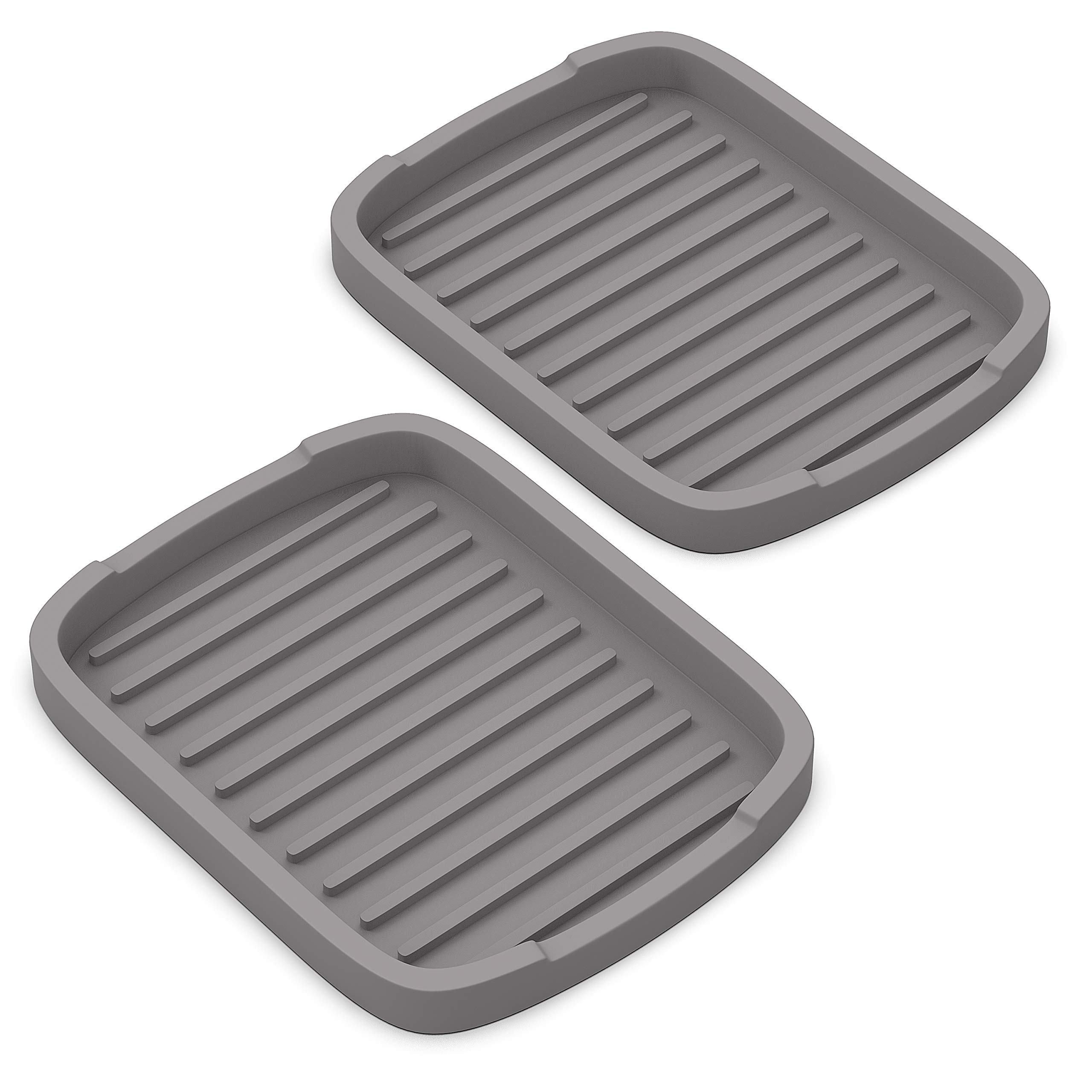 ZAPPOWARE Silicone Sponge Holder -soap Tray - 5.9" X 4.33" Set -2pcs (Gray)