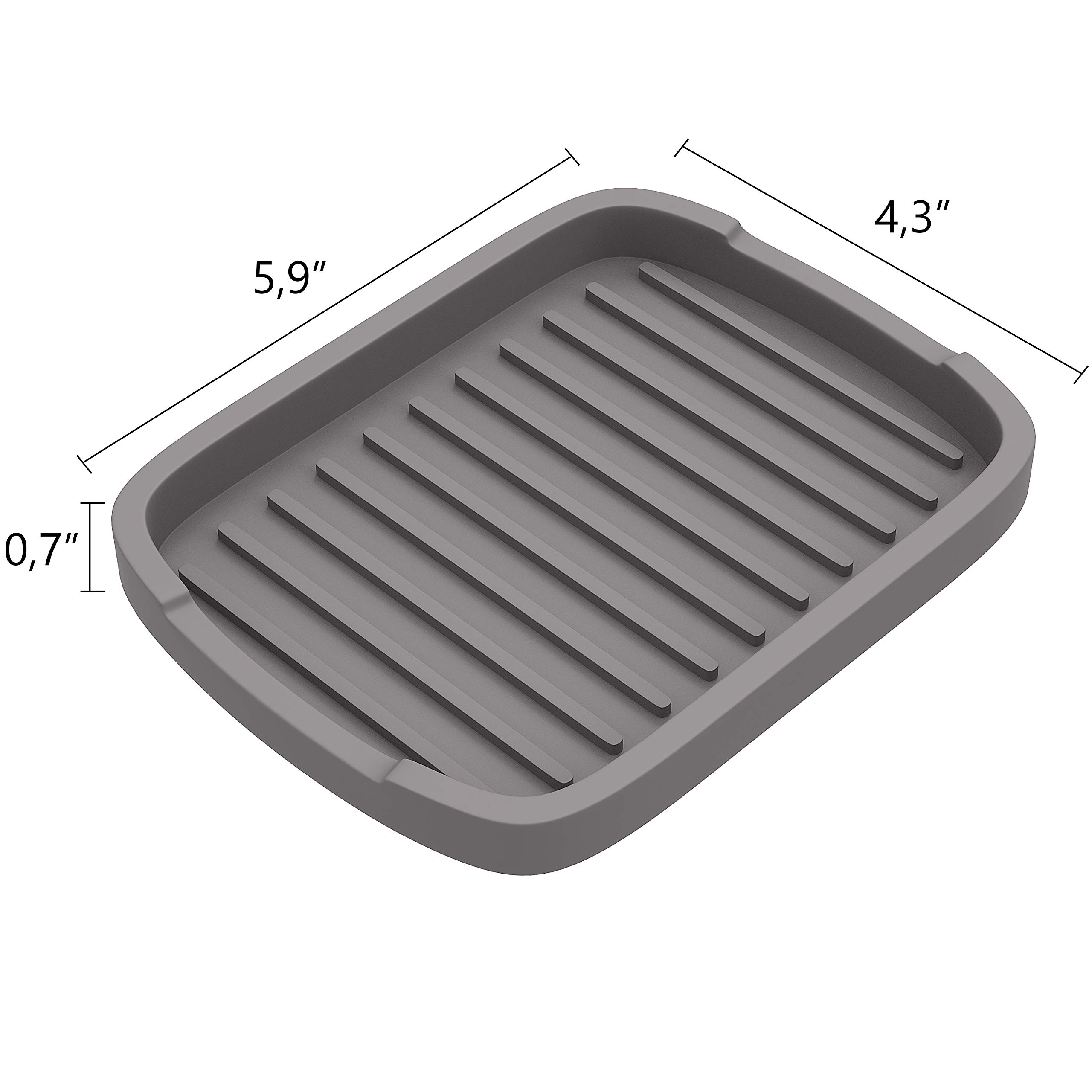 ZAPPOWARE Silicone Sponge Holder -soap Tray - 5.9" X 4.33" Set -2pcs (Gray)