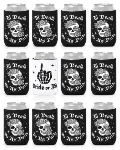 12-pack bride or die bachelorette party can sleeves till death beverage sleeves favor for gothic halloween bridal shower party supplies 1950s rock and roll party decorations
