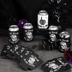 12-Pack Bride or Die Bachelorette Party Can Sleeves Till Death Beverage Sleeves Favor for Gothic Halloween Bridal Shower Party Supplies 1950s Rock and Roll Party Decorations