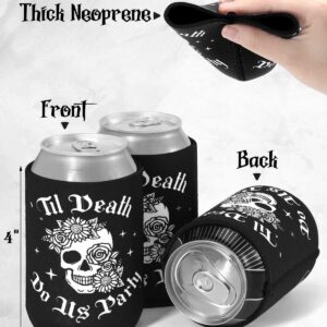 12-Pack Bride or Die Bachelorette Party Can Sleeves Till Death Beverage Sleeves Favor for Gothic Halloween Bridal Shower Party Supplies 1950s Rock and Roll Party Decorations