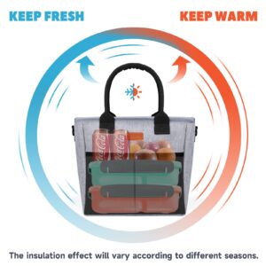 FITHOME Insulated Reusable Lunch Bag for Women/Men, Adult Thermal Tote Lunch Bag with Adjustable Crossbody Strap, Portable Leakproof Cooler Bags for Work/Picnic/Travel