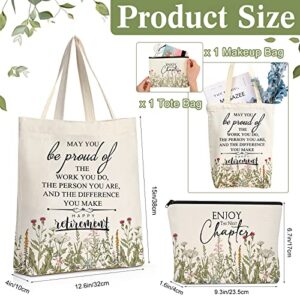 Hillban 2 Pcs Retirement Gift Canvas Tote Bags Inspirational May You Be Proud of The Work Sign Makeup Bag with Metal Zipper for Women Teacher Leaving Going Away Gift Employee Coworker Leader Mentor