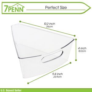 7Penn Corner Cabinet Lazy Susan Organizer Wedges 4 Pack - Deep Lazy Susan Organizer Bins for 26in Pantry Turntable - Clear Spice Storage Containers for Cupboard, Refrigerator, Kitchen, Bathroom