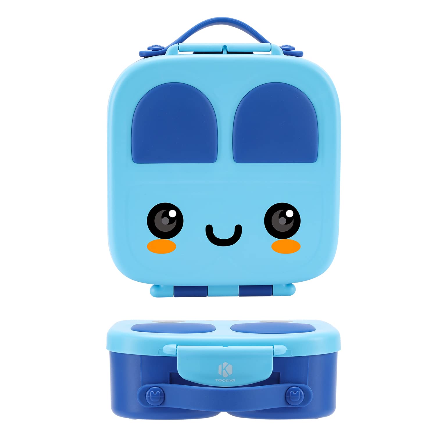 TWOKIWI Bento Lunch Box for Kids - Lunch Containers - Kids Lunch Box with 4 Compartments Includes Sauce Jar & Removable Divider, Durable, BPA-Free, Food-Safe Materials (Blue)