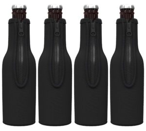 tahoebay beer bottle insulator sleeves (black) neoprene coolers with zipper for 12oz longneck bottles (4)