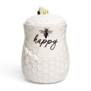 young's inc. ceramic bee cookie jar - 5" w x 5" d x 7" h - cookie jars for kitchen counter - tea canister