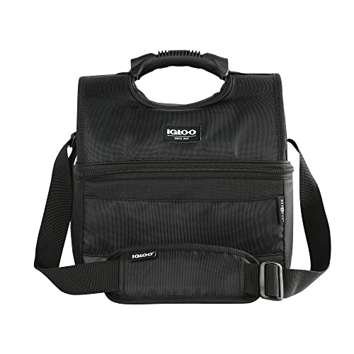 Igloo 16-Can Dual Compartment Insulated Gripper Lunch Bag,Charcoal Black