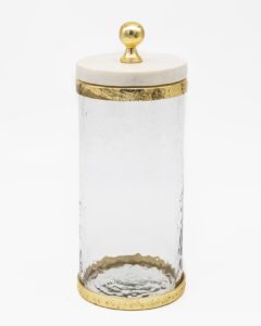 godinger canister storage container, glass storage canister, marble with gold band - 4x8