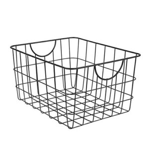 spectrum utility wire basket (black) - storage bin & décor for bathroom, closet, pantry, under sink, toy, shelf, kitchen, & nursery organization