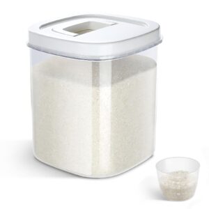 tbmax kitchen bulk food storage container - 20 lbs rice storage container with measuring cup, airtight dry food container bin for flour, baking supply, grains, pet dog cat food storage