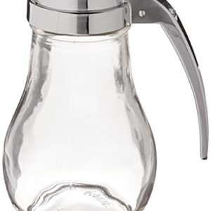 Tablecraft H414 Syrup Dispenser with Chrome Plated Metal Top, 14 oz, Clear