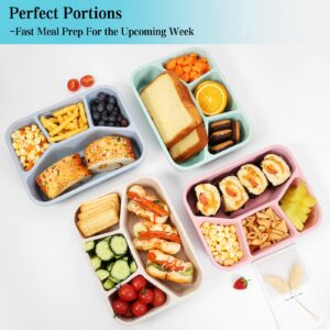 xhongz 4 Compartment Meal Prep Lunch Containers for Adults Kids, 4 Pack Bento Lunch Box,Durable BPA Free Plastic Reusable Food Storage Containers with lid, Microwave/Dishwasher/Freezer Safe