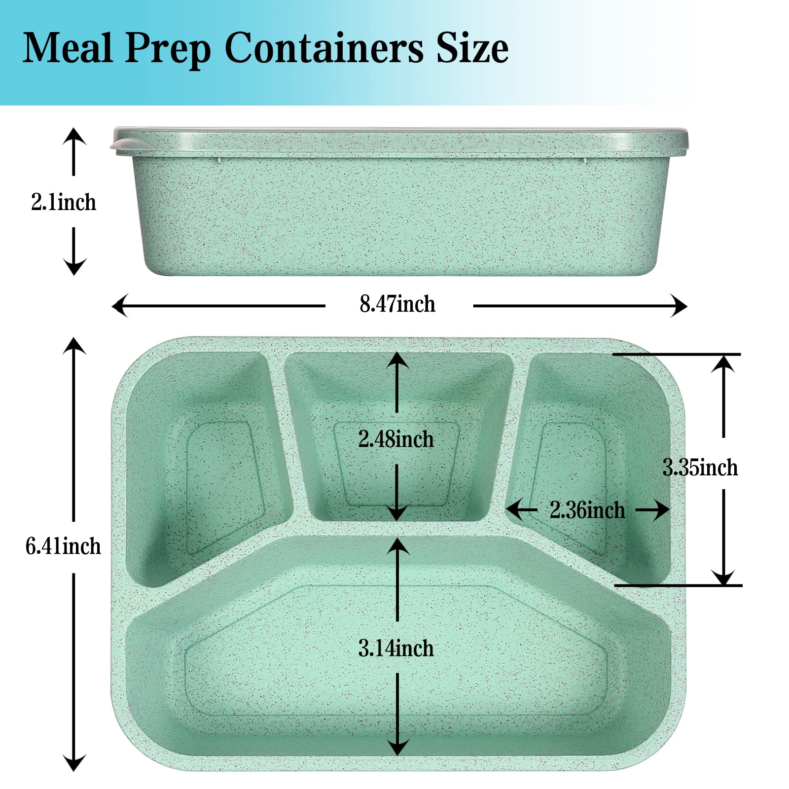 xhongz 4 Compartment Meal Prep Lunch Containers for Adults Kids, 4 Pack Bento Lunch Box,Durable BPA Free Plastic Reusable Food Storage Containers with lid, Microwave/Dishwasher/Freezer Safe