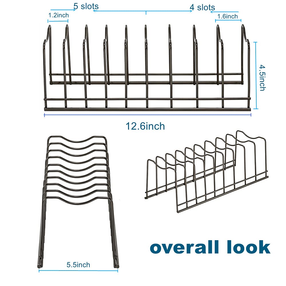 lonpute Pot Lid Organizer, Pot Lid Rack Holder, Rest Cutting Board, Bakeware, Pots & Pans, Serving Trays, Reusable Containers in Cabinet Pantry, Stainless Steel